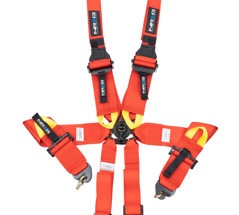 NRG FIA 6pt 2in. Shoulder Belt for HANS Device/ Rotary Cam Lock Buckle/ 3in. Waist Belt - Red - Image 3