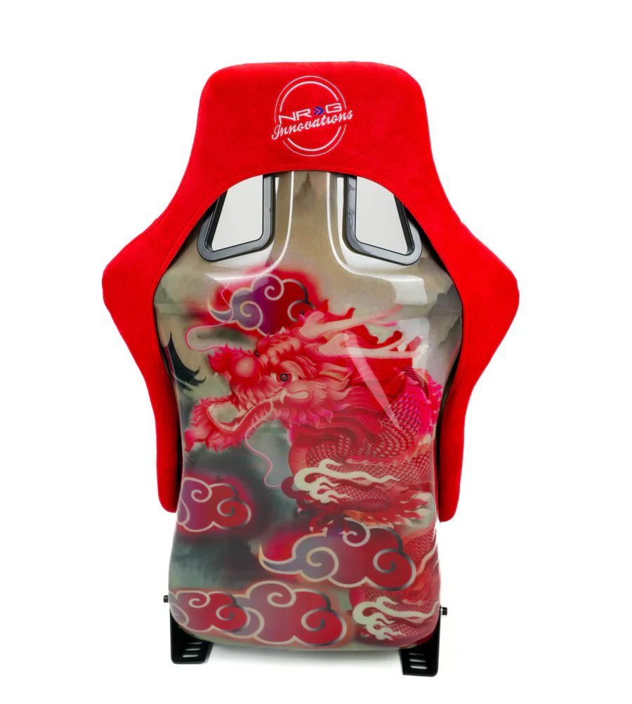 NRG FRP Bucket Seat (Large) Black Alcantara w/ Dragon Livery - Image 2