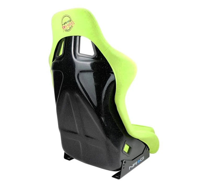 NRG FRP Bucket Seat PRISMA Edition - Large (Neon Green Alcantara/  Pearlized Back) - Image 4