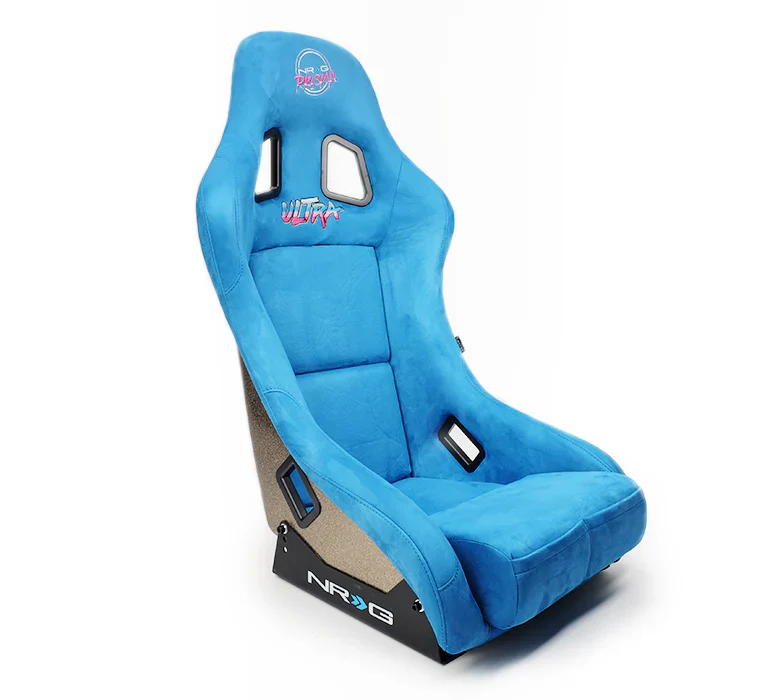 NRG FRP Bucket Seat PRISMA Edition w/ Pearlized Back/All Bluealcantara Vegan/Special Embroidery - XL - Image 3