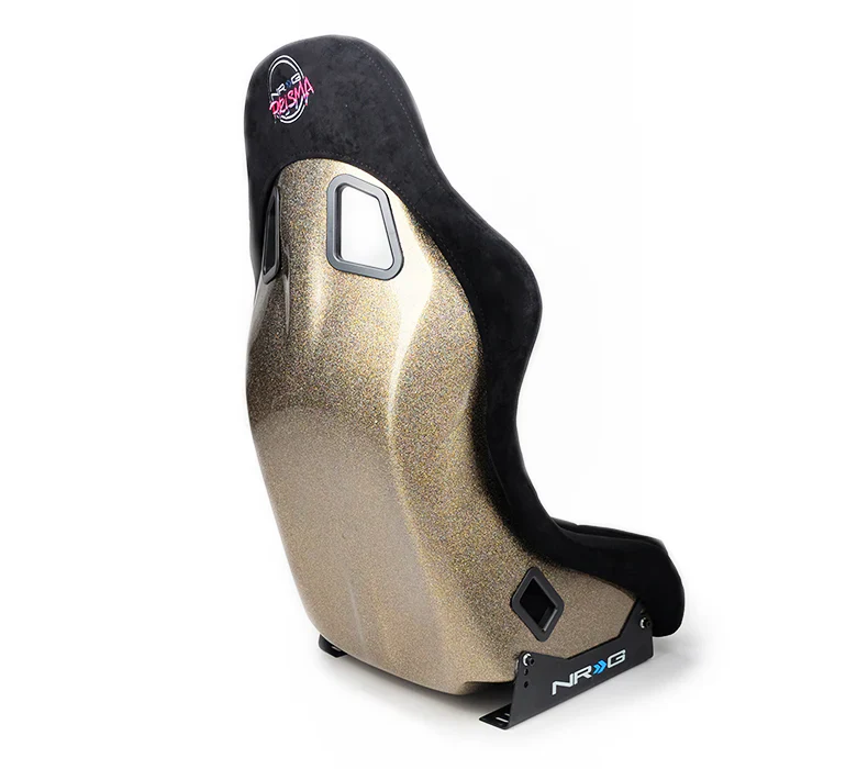 NRG FRP Bucket Seat PRISMA Edition w/ Pearlized Back Black Alcantara Ultra Embroidery - X Large - Image 3