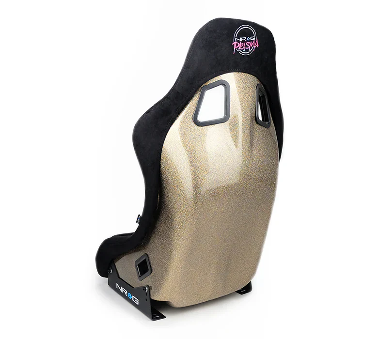 NRG FRP Bucket Seat PRISMA Edition w/ Pearlized Back Black Alcantara Ultra Embroidery - X Large - Image 4