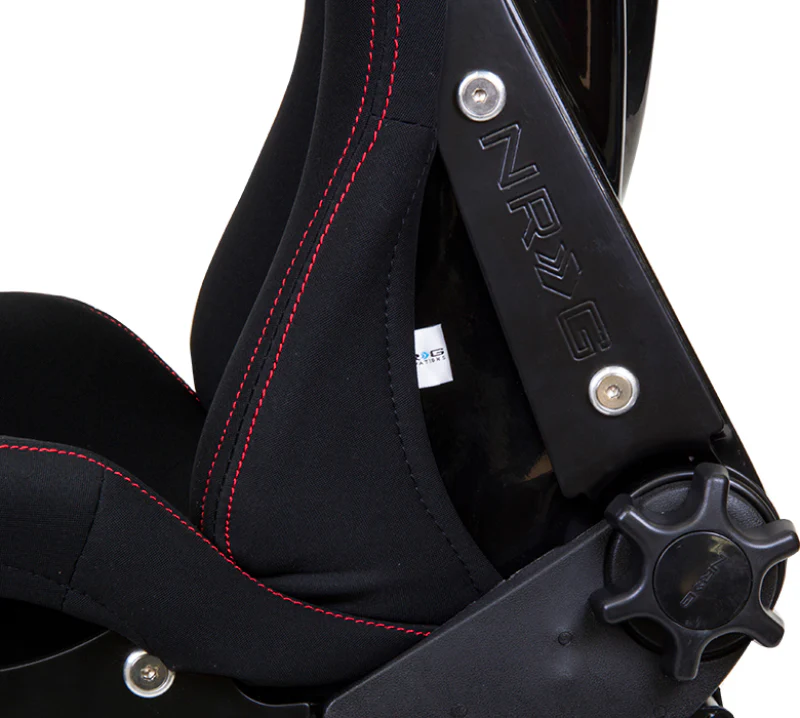 NRG FRP Bucket Seat - Reclinable (Black Cloth w/Red Stiting) - Image 4