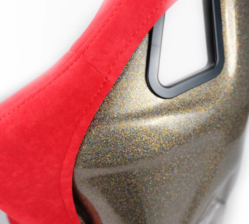 NRG FRP Bucket Seat ULTRA Edition - Large (Red Alcantara/Gold Glitter Back) - Image 5