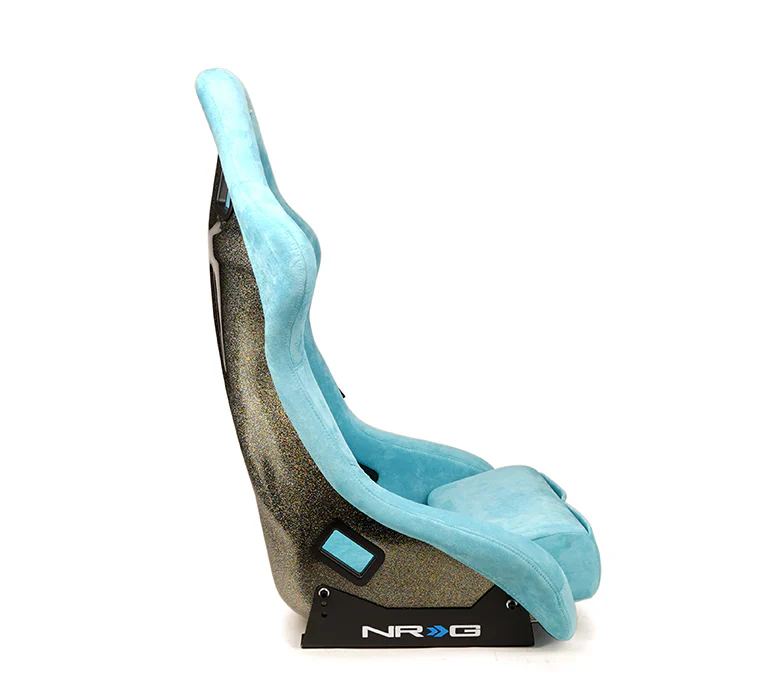 NRG FRP Bucket Seat ULTRA Edition w/ Grey Peralized Back/Teal Vegan Microfiber/Phone Pockets - Med - Image 2