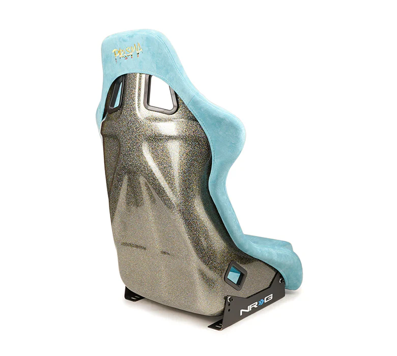 NRG FRP Bucket Seat ULTRA Edition w/ Grey Peralized Back/Teal Vegan Microfiber/Phone Pockets - Med - Image 3