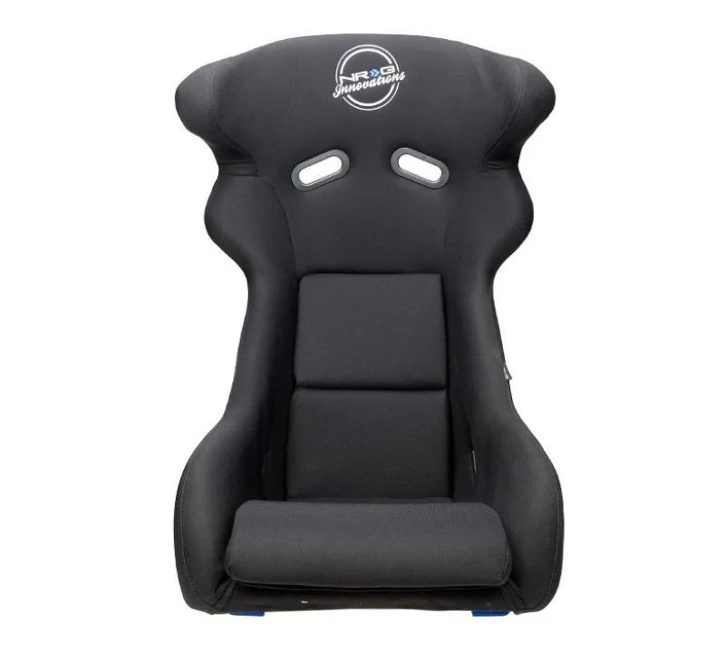 NRG FRP Bucket Seat - White Finish with Arrow Embroidery And Blue Side Mount Bracket - Image 2