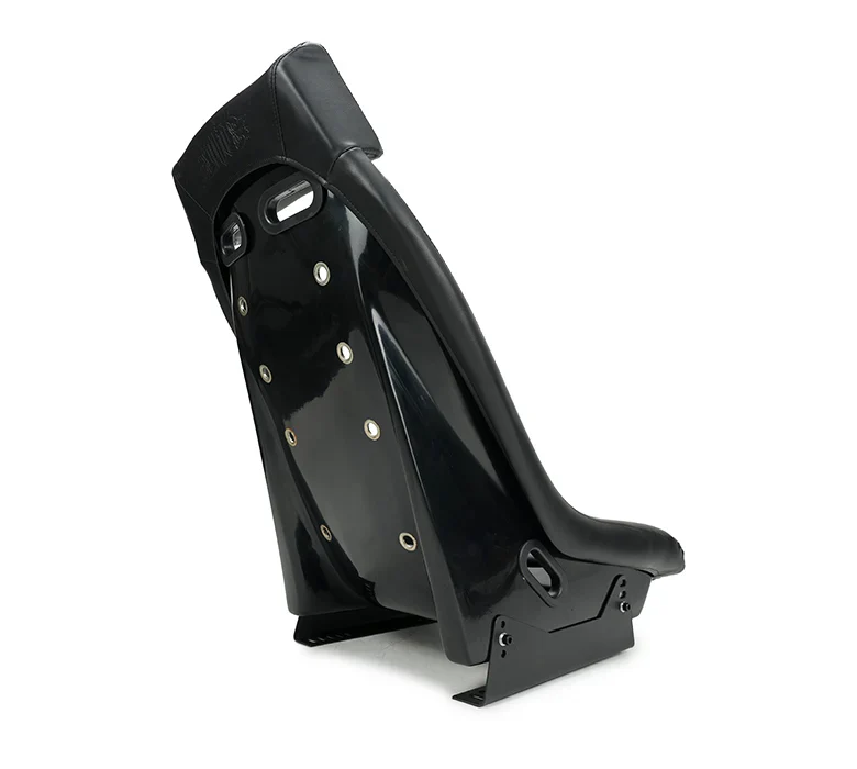 NRG GT Retro Bucket Seat Black PVC Leather Black Fiberglass w/ Madmike Logo - Image 3