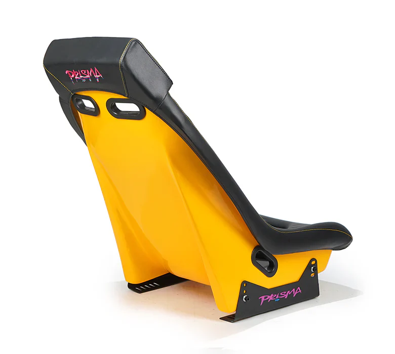 NRG GT Retro Bucket Seat - Black Vegan Leather Black Stitching Multicolor Fiberglass Back w/ Glitter - Image 2