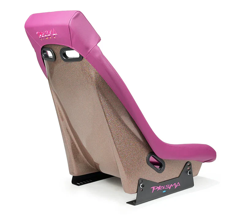 NRG GT Retro Bucket Seat - Wine PVC Leather Wine Stitching Rose Gold Fiberglass Back w/ Glitter - Image 2
