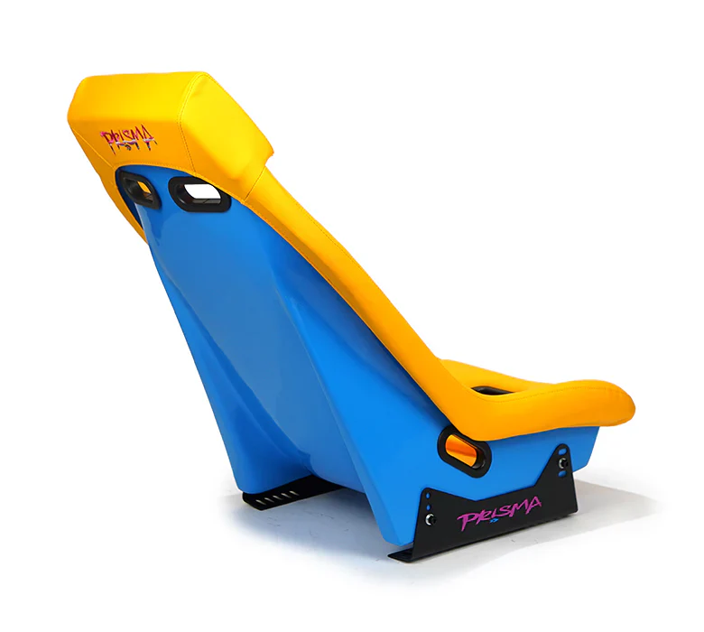 NRG GT Retro Bucket Seat - Yellow PVC Leather Yellow Stitching Off-White Fiberglass Back - Image 2