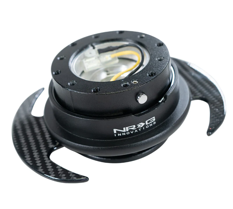NRG Quick Release Kit Gen 3.0 - Black Body / Black Ring w/ Carbon Fiber Handles - Image 2
