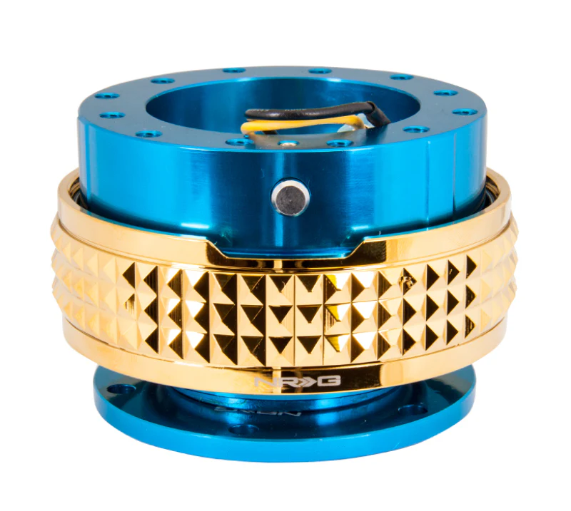 NRG Quick Release Kit - Pyramid Edition - Blue Body / Chrome Gold Pyramid Ring - Image 2
