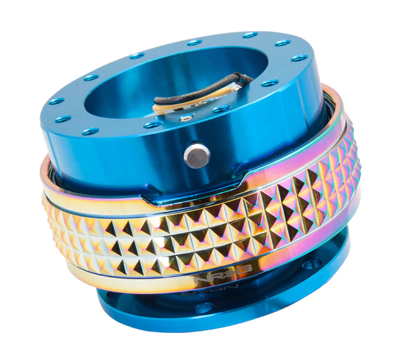 NRG Quick Release Kit - Pyramid Edition - Blue Body / Neochrome Pyramid Ring - Image 2