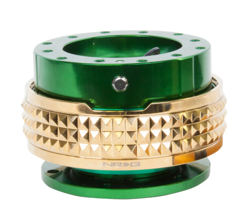 NRG Quick Release Kit - Pyramid Edition - Green Body / Chrome Gold Pyramid Ring - Image 2