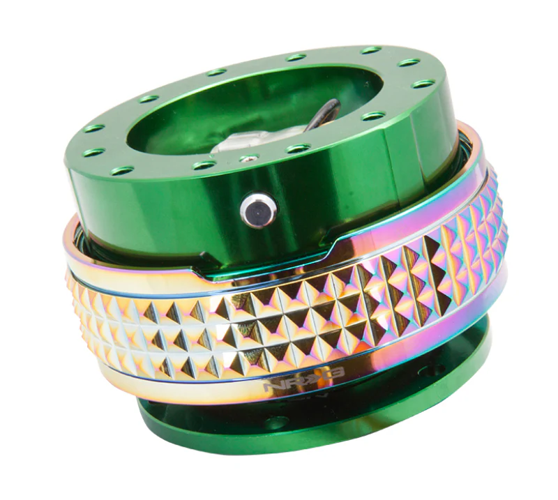 NRG Quick Release Kit - Pyramid Edition - Green Body / Neochrome Pyramid Ring - Image 2