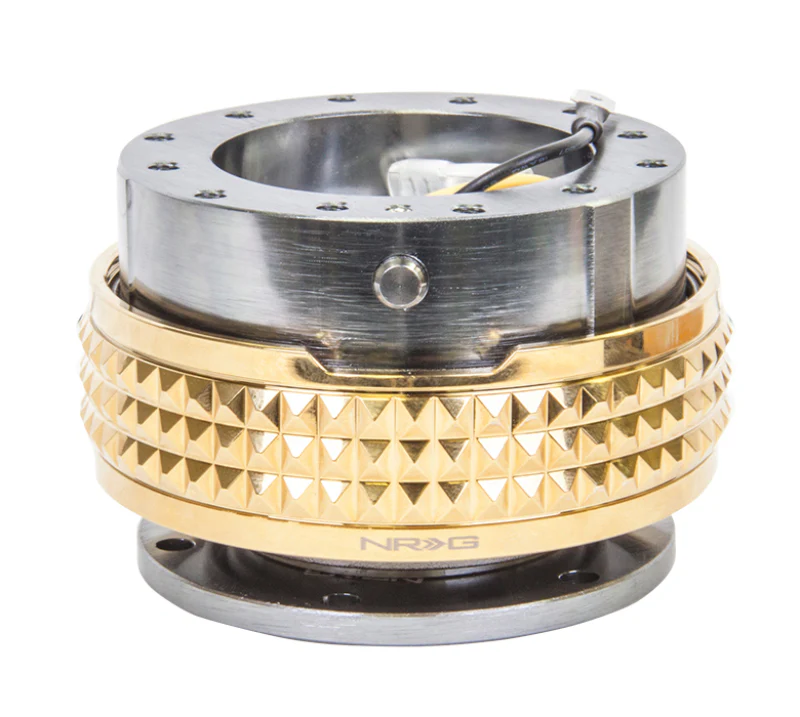 NRG Quick Release Kit - Pyramid Edition - Gunmetal Body / Chrome Gold Pyramid Ring - Image 2
