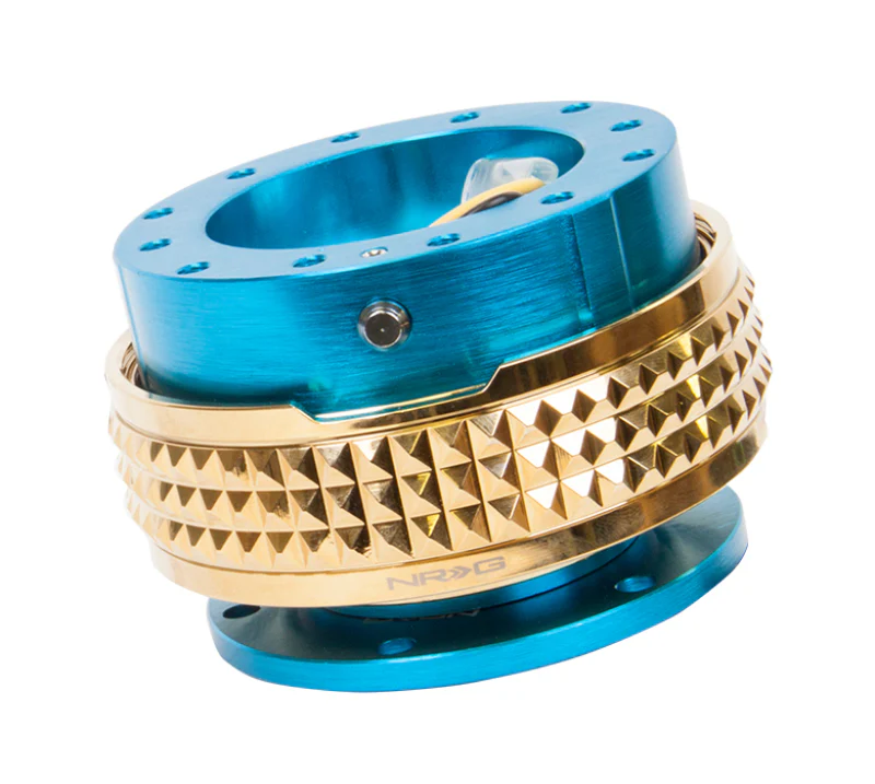 NRG Quick Release Kit - Pyramid Edition - New Blue Body / Chrome Gold Pyramid Ring - Image 2