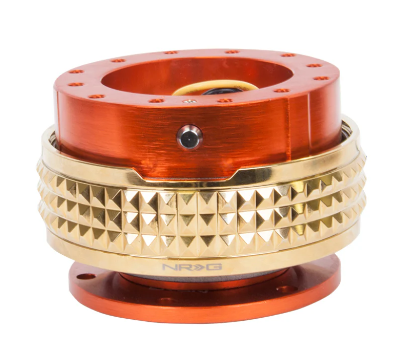 NRG Quick Release Kit - Pyramid Edition - Orange Body / Chrome Gold Pyramid Ring - Image 2