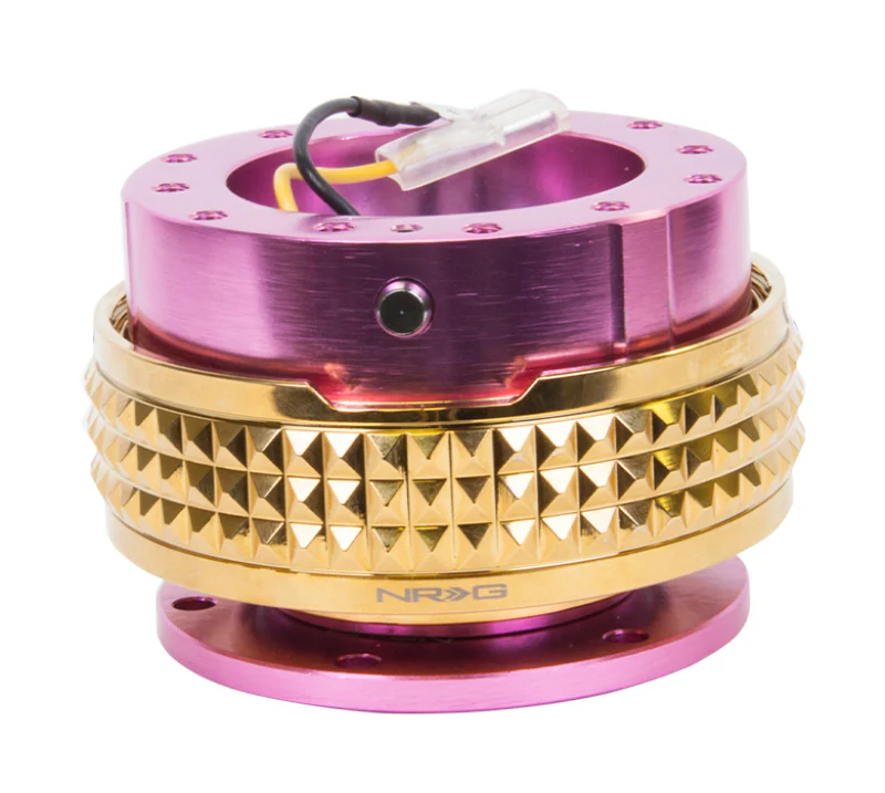 NRG Quick Release Kit - Pyramid Edition - Pink Body / Chrome Gold Pyramid Ring - Image 2