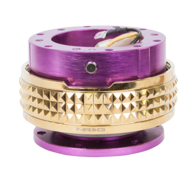 NRG Quick Release Kit - Pyramid Edition - Purple Body / Chrome Gold Pyramid Ring - Image 2
