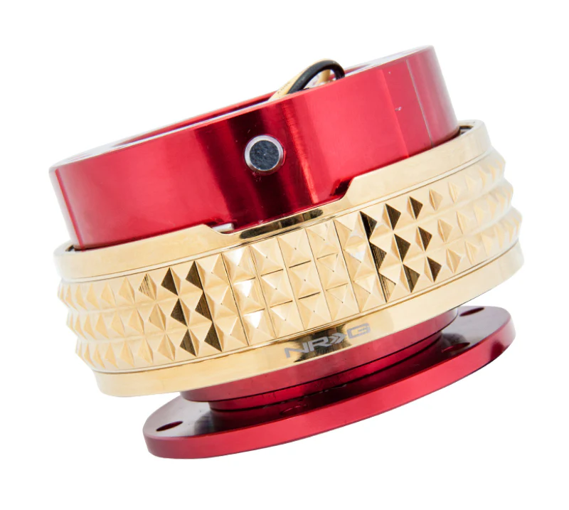NRG Quick Release Kit - Pyramid Edition - Red Body / Chrome Gold Pyramid Ring - Image 2