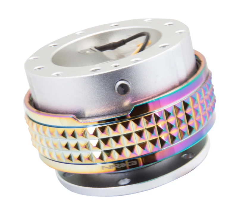 NRG Quick Release Kit - Pyramid Edition - Silver Body / Neochrome Pyramid Ring - Image 2
