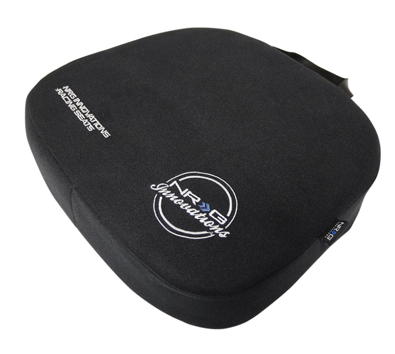 NRG Racing Seat Cushion - One Piece Memory Foam Nylon Black w/ White Stitching - Image 2