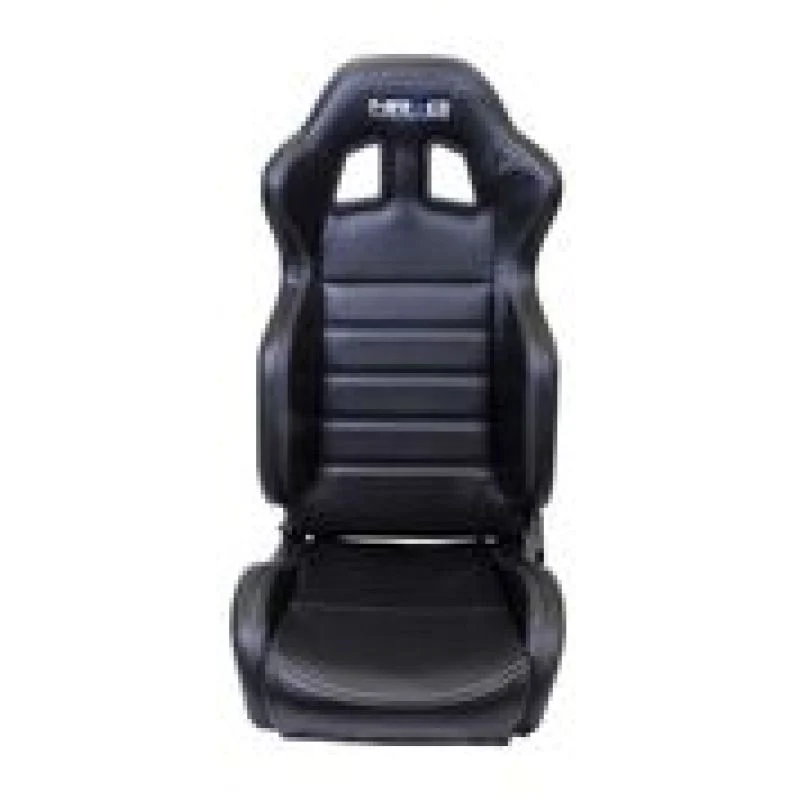 NRG Reclinable Sport Seats (Pair) PVC Leather w/NRG Logo - Black w/White Stitching - Image 2