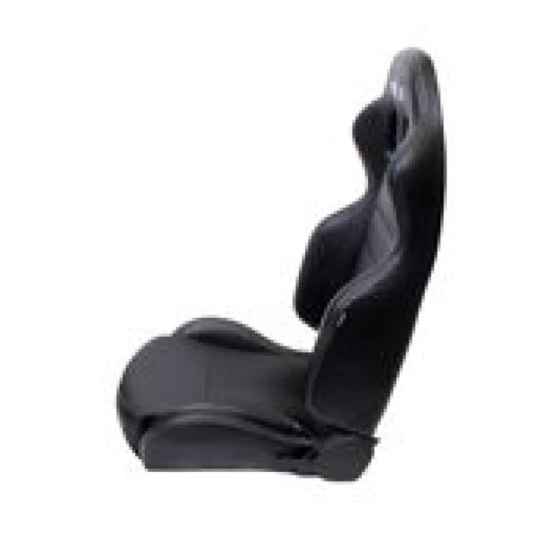 NRG Reclinable Sport Seats (Pair) PVC Leather w/NRG Logo - Black w/White Stitching - Image 4