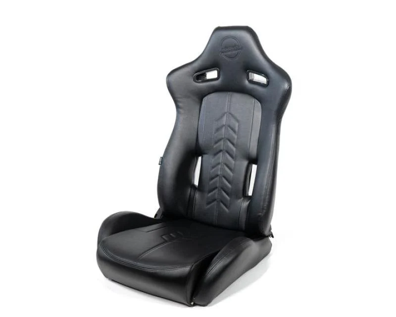 NRG Reclinable Sport Seats (Pair) The Arrow Black Vinyl w/ Pressed NRG logo w/ Black Stitch - Image 3