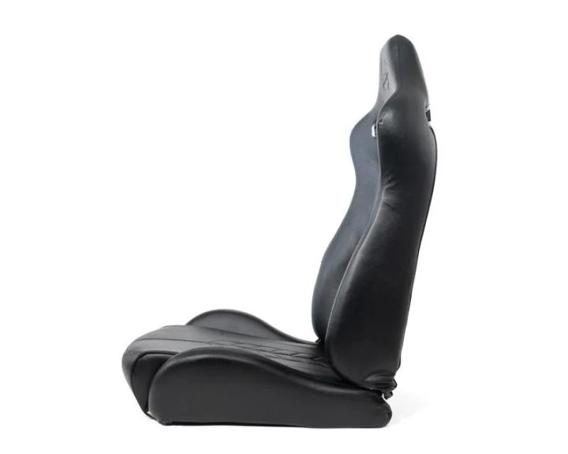 NRG Reclinable Sport Seats (Pair) The Arrow Black Vinyl w/ Pressed NRG logo w/ Black Stitch - Image 4