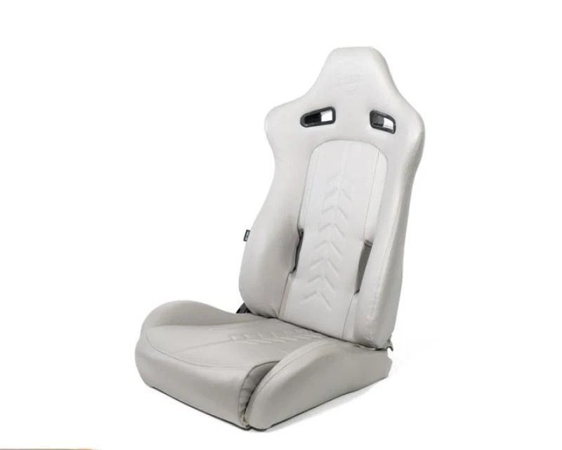 NRG Reclinable Sport Seats (Pair) The Arrow Grey Vinyl w/ Pressed NRG logo w/ Grey Stitch - Image 4