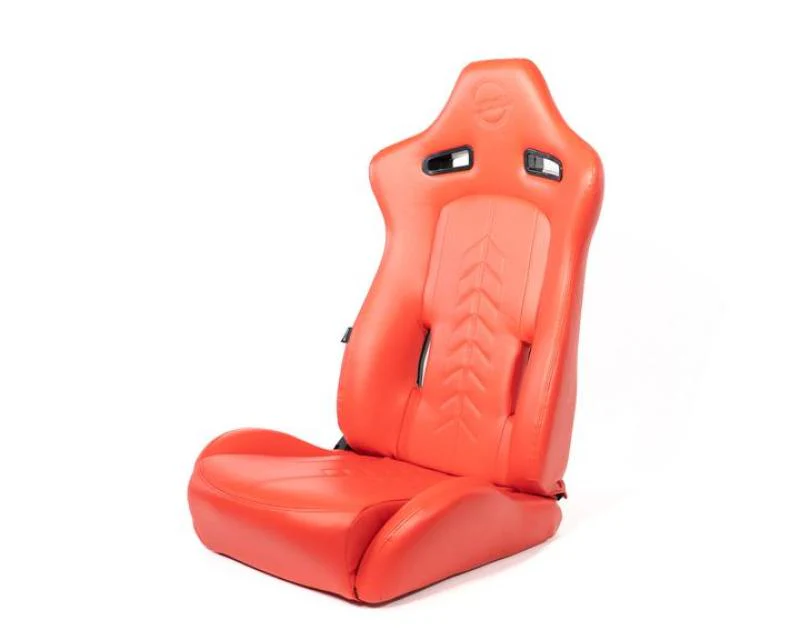 NRG Reclinable Sport Seats (Pair) The Arrow Red Vinyl w/ Pressed NRG Logo w/ Red Stitch - Image 4