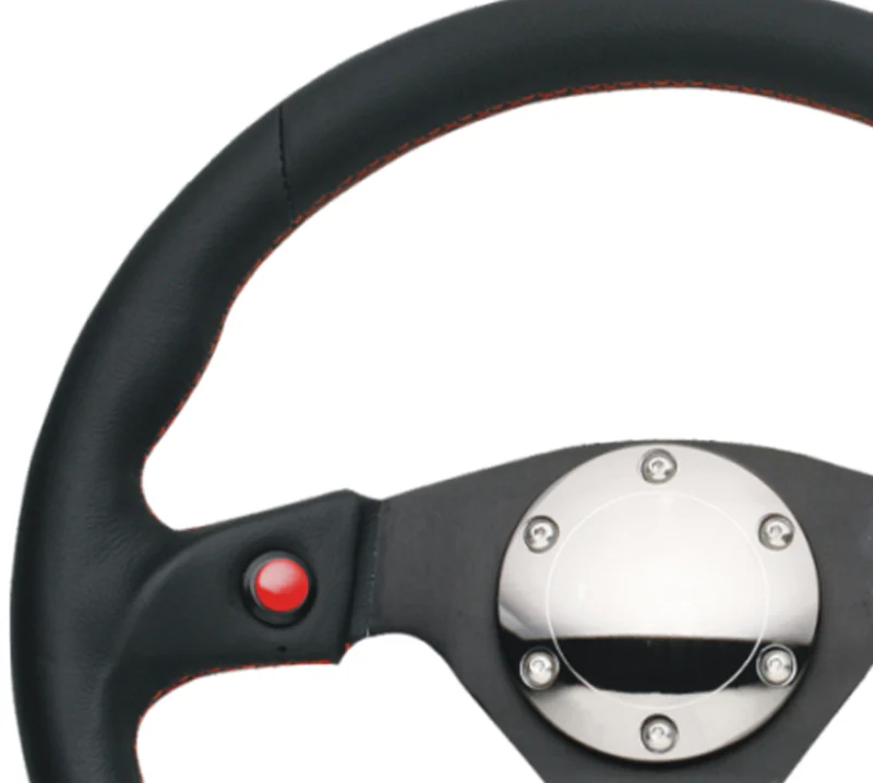 NRG Reinforced Steering Wheel (320mm) Blk Leather w/Dual Buttons - Image 5