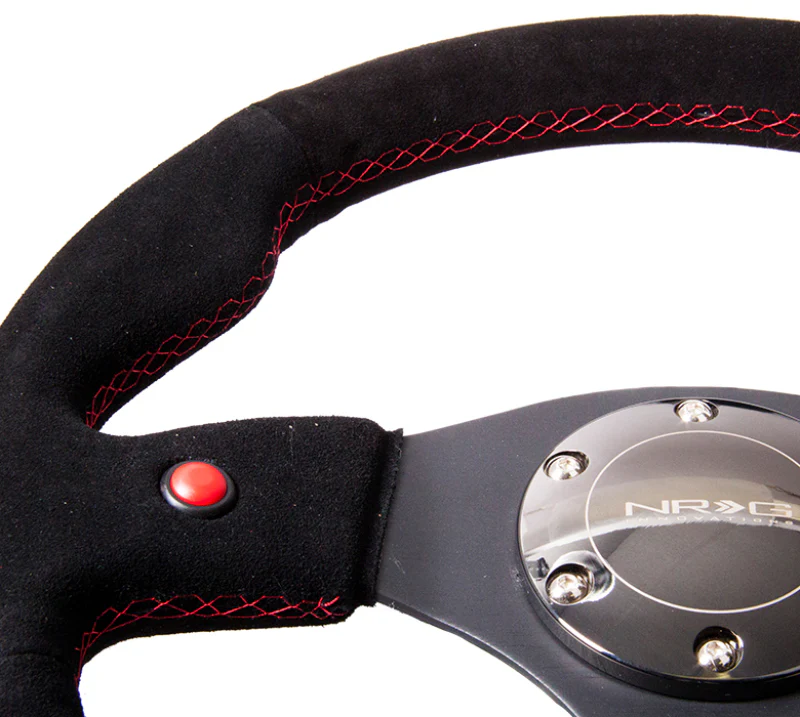 NRG Reinforced Steering Wheel (320mm) Blk Suede w/Dual Buttons - Image 2