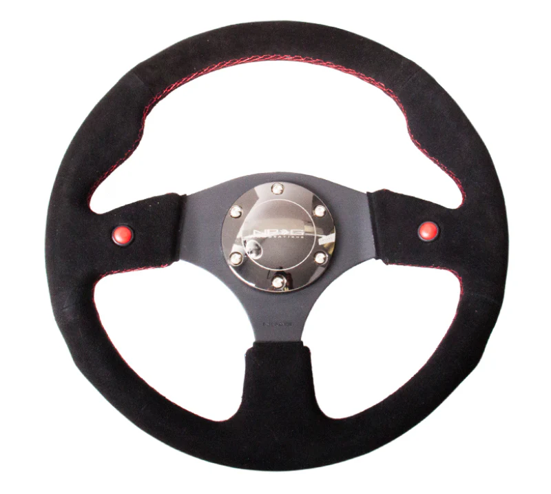 NRG Reinforced Steering Wheel (320mm) Blk Suede w/Dual Buttons - Image 3