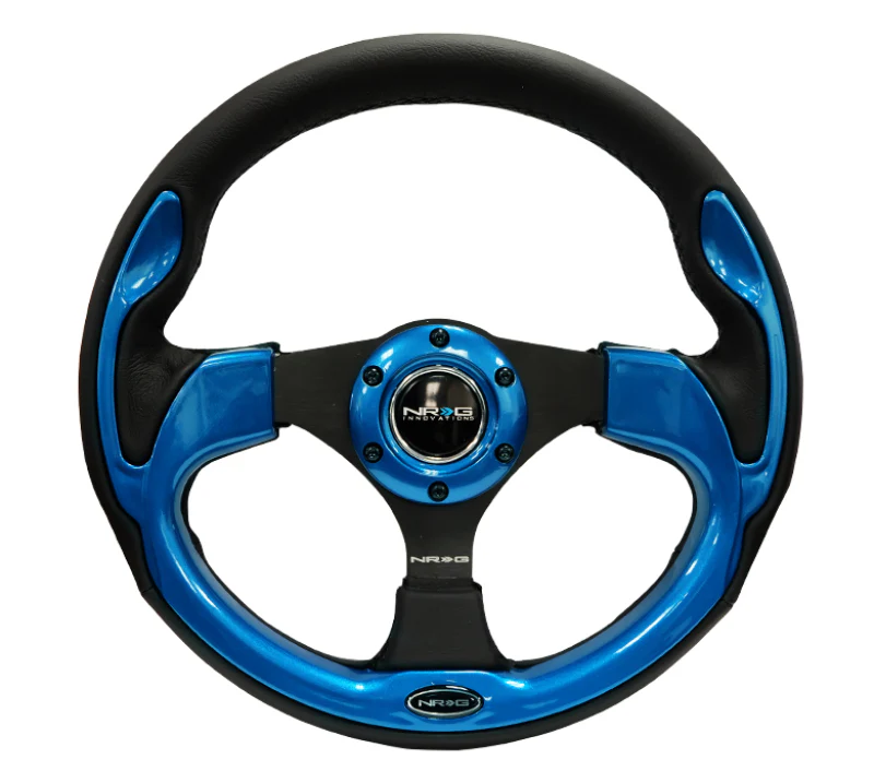 NRG Reinforced Steering Wheel (320mm) Blk w/Blue Trim - Image 2