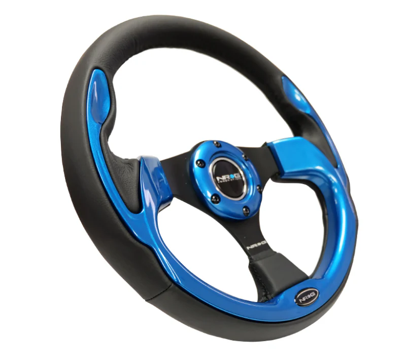 NRG Reinforced Steering Wheel (320mm) Blk w/Blue Trim - Image 5