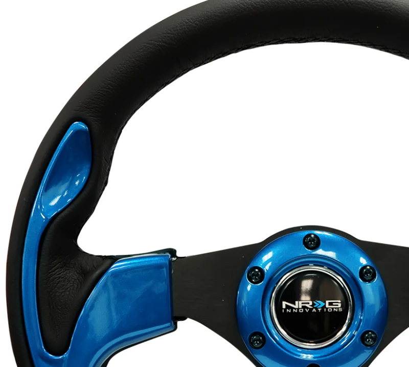 NRG Reinforced Steering Wheel (320mm) Blk w/Blue Trim - Image 6