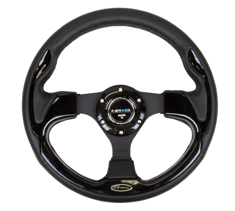 NRG Reinforced Steering Wheel (320mm) Blk w/Gloss Black Trim - Image 2