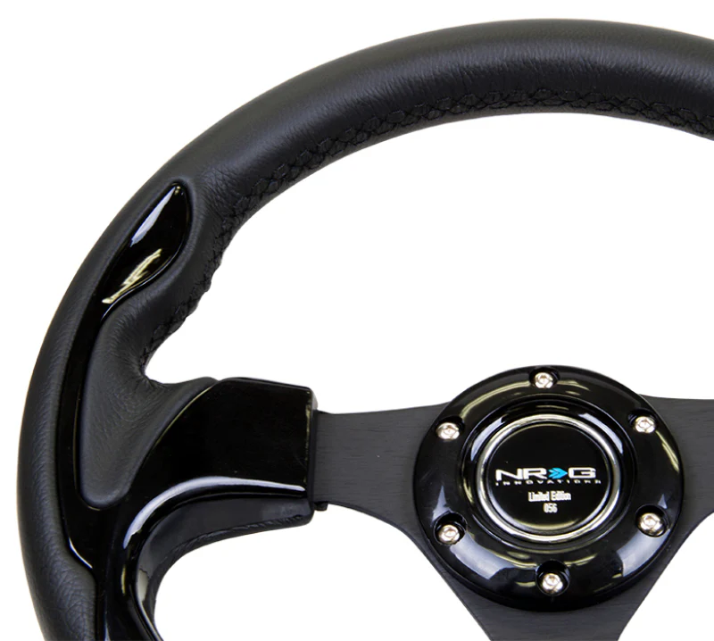 NRG Reinforced Steering Wheel (320mm) Blk w/Gloss Black Trim - Image 3
