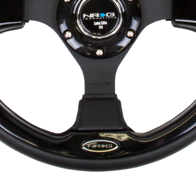 NRG Reinforced Steering Wheel (320mm) Blk w/Gloss Black Trim - Image 5