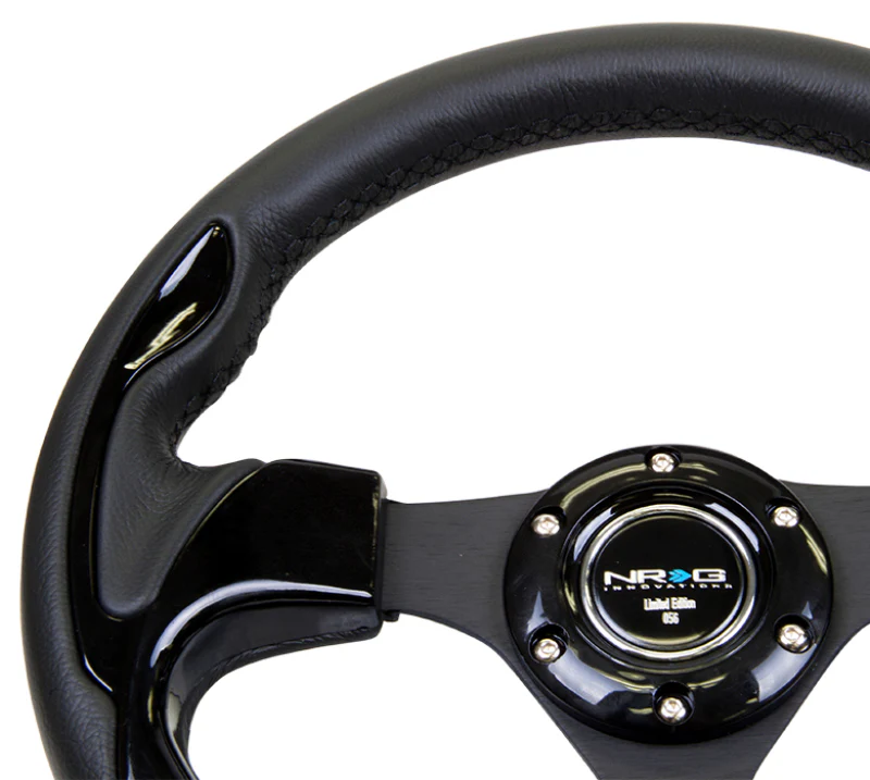 NRG Reinforced Steering Wheel (320mm) Blk w/Gloss Black Trim - Image 6