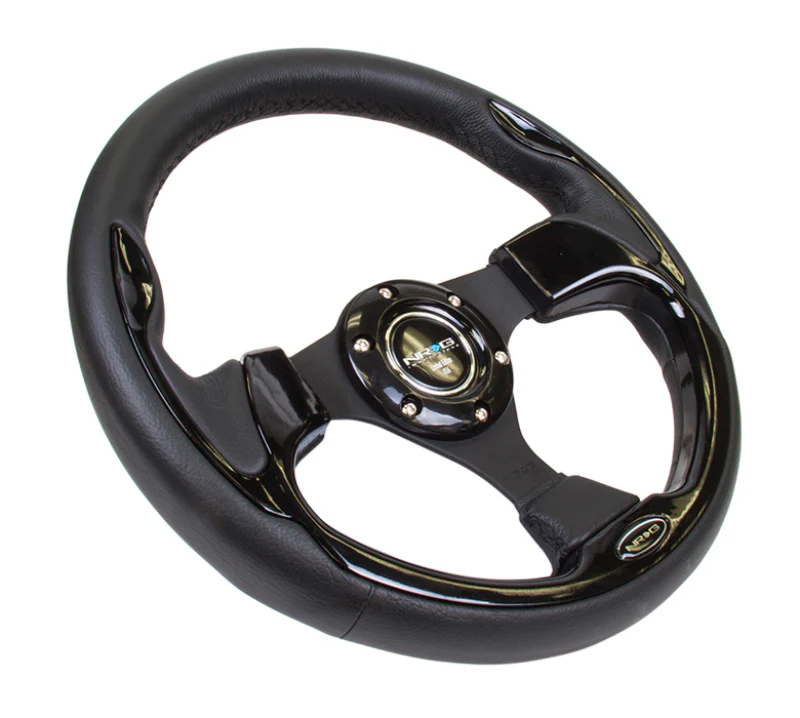 NRG Reinforced Steering Wheel (320mm) Blk w/Gloss Black Trim - Image 7