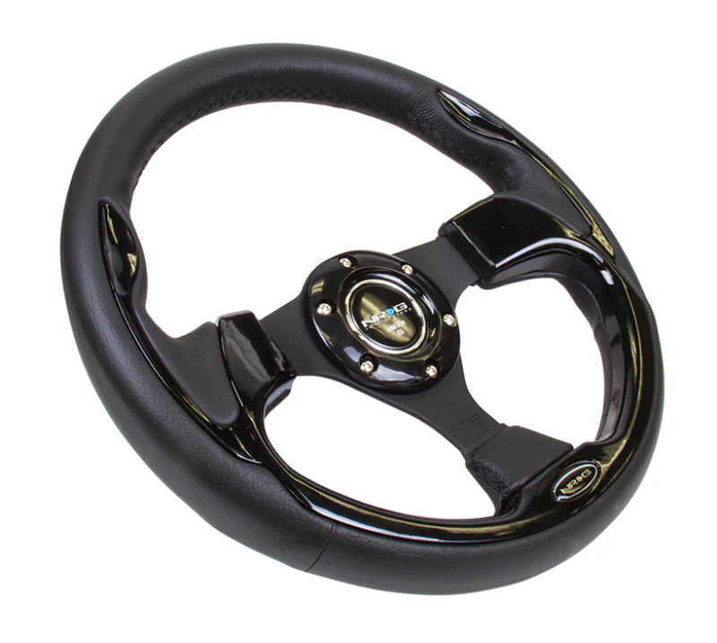 NRG Reinforced Steering Wheel (320mm) Blk w/Gloss Black Trim - Image 8