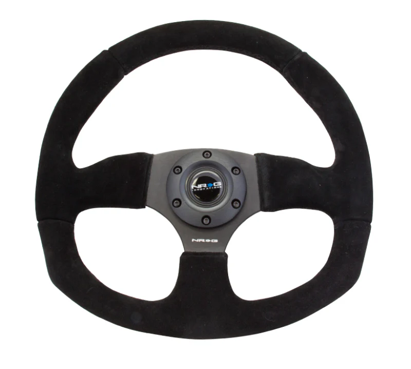 NRG Reinforced Steering Wheel (320mm Horizontal / 330mm Vertical) Black Suede w/Black Stitching - Image 2