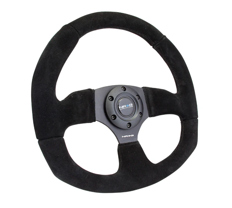 NRG Reinforced Steering Wheel (320mm Horizontal / 330mm Vertical) Black Suede w/Black Stitching - Image 3