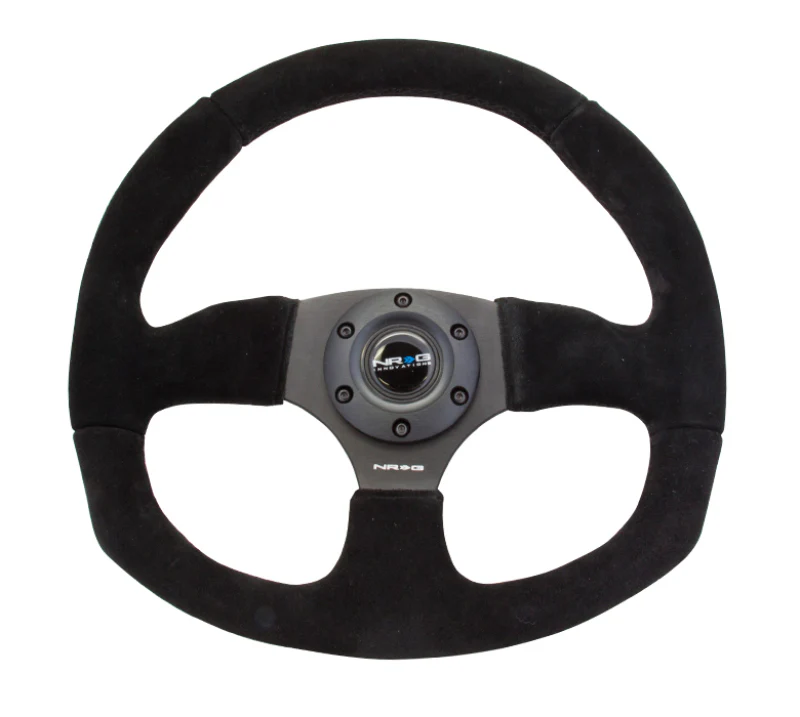 NRG Reinforced Steering Wheel (320mm Horizontal / 330mm Vertical) Black Suede w/Black Stitching - Image 4