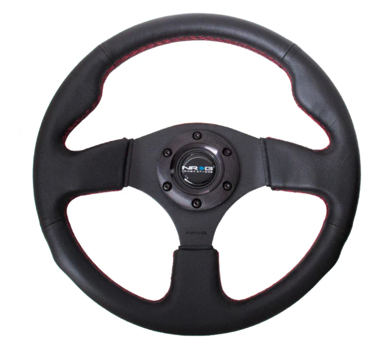 NRG Reinforced Steering Wheel (320mm) Leather w/Red Stitch - Image 3